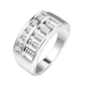 Anello abaco da uomo in acciaio inossidabile lucido con mini perline rotanti - US 7 / Color Acciaio