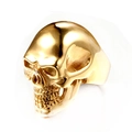 Anillo de calavera dorado de acero inoxidable pulido para hombre estilo punk 3D - US 7 / Dorado