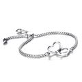 Pulsera de corazón en acero inoxidable plateado con cadena ajustable y cierre deslizante - Color Acero