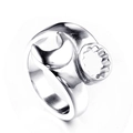 Punk style titanium steel open wrench ring for men with polished silver finish - US 7 / Steel