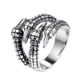 Retro punk titanium steel dragon claw ring for men featuring silver scale textures - US 7 / Silver
