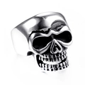 Anillo de calavera para hombre en acero inoxidable de estilo punk con un acabado vintage - US 7 / Color Acero