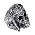 Vintage roestvrijstalen schedelring met pilotenhelm ontwerp in antiek zilveren finish - US 7 / Zilver