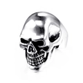 Anillo de calavera para hombre en acero inoxidable pulido estilo punk gótico hip hop - US 7 / Color Acero