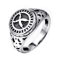 Vintage punk style titanium steel eagle ring with hollowed detailing for men - US 7 / Silver