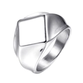 Chevalière pour homme en acier titane argenté avec une surface supérieure carrée - US 7 / Argent