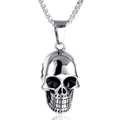 Collar de calavera gótica en acero inoxidable pulido con cadena de caja fina - Pendant Only (Without Chain) / Color Acero