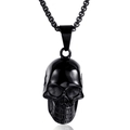 Collar con colgante de calavera negra pulida en acero inoxidable de estilo punk gótico - Pendant Only (Without Chain) / Negro