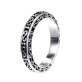 Anello vintage a forma di S in acciaio inossidabile con rilievi e finitura ossidata - US 7 / Color Acciaio