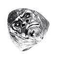Vintage stainless steel gorilla head punk ring for men with detailed silver texture - US 7 / Silver