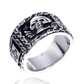 Anillo vintage para hombre en acero inoxidable con calavera y huesos estilo punk - US 7 / Color Acero