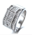 Anillo de hombre en acero inoxidable plateado con pavé de cristales brillantes multicapa - US 9 / Color Acero