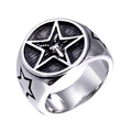 Anello gotico in acciaio inossidabile con emblema Baphomet e finitura argento in stile vintage - US 7 / Color Acciaio