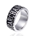 Anillo punk vintage para hombre en acero 316L con letras SEARCH AND en relieve plata - US 7 / Color Acero