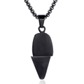 Colgante geométrico punk de acero inoxidable negro mate con cadena de caja fina - Negro (Solo Colgante)
