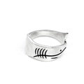 Minimalist S925 sterling silver open shark fishbone ring with wide band design - Shark Fishbone Pattern (4965428180873) / Silver
