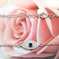 Bracciale in argento S925 con occhio portafortuna blu e zirconi incastonati - Argento Sterling S925 Completo / Oro Bianco