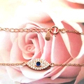 Bracciale occhio del male in argento S925 oro rosa con cristallo blu e zirconi - Argento Sterling S925 Completo / Oro rosa