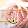 Bracciale occhio greco in argento S925 dorato con gemma blu e dettagli in zircone bianco - Argento Sterling S925 Completo / Oro