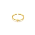 Anello da piede regolabile in argento S925 dorato con croce e trama stile bamboo - Argento Sterling S925 Completo / Oro
