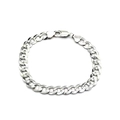 Herren S925 Sterlingsilber 8mm Panzerarmband mit Karabinerverschluss auf weißem Hintergrund - Vollständiges S925 Sterling Silber / 8mm Breite 8,5 Zoll