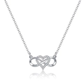 S925 sterling zilveren oneindigheid hart hanger ketting met witte zirkonia kristallen - 925 zilver / Witgoud