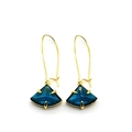 Elegante vergoldete Fächerohrringe mit tiefblauen Edelsteinen für Damen im Tropfendesign - Blauer Fächerförmiger Stil (018)