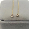 Elegantes pendientes de hilo en plata S925 bañada en oro con circonita de seis puntas - Plata 925 / Dorado