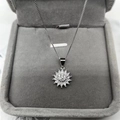 Elegante ciondolo girasole in argento S925 con zirconi scintillanti e catena box - Ciondolo con Catena Veneziana