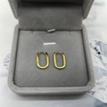 Minimalist S925 sterling silver oval hoop earrings with polished golden finish - Gold