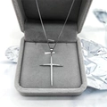 Collana con pendente a croce in argento sterling S925 con pietre bianche in astuccio - Argento Sterling S925 Completo / Ciondolo con Catena a Scatola 40+5cm