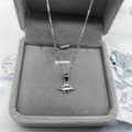 Collana con pendente a forma di dinosauro in argento S925 con zirconi su scatola grigia - Ciondolo con Catena a Croce 40+5cm / Argento 925 Placcato Oro Bianco