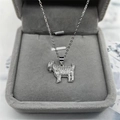 Collana con ciondolo a forma di capra in argento S925 hip hop con pavé di zirconi bianchi - Argento Sterling 925 Completo / Ciondolo con Catena a Croce 40+5cm