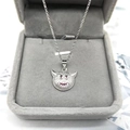 Ciondolo diavolo in argento S925 con zirconi bianchi e occhi rossi per stile hip hop - Argento Sterling 925 Completo / Ciondolo Con Catena Veneziana
