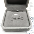 Macro view of S925 sterling silver spoon-shaped earring hooks for DIY jewelry making - Full 925 Sterling Silver / Platinum Color (Without Pearl)
