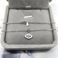Detailweergave van de S925 zilveren Evil Eye hanger met blauw emaille en zirkoon - kabel ketting / Volledig 925 Sterling Zilver