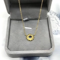 Collier en argent S925 avec pendentif œil solaire et pierre bleue sur velours gris - Argent Sterling 925 Complet / Or