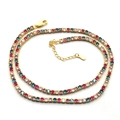 Detail of gold-plated S925 silver tennis necklace with multi-color zircon stones - 925 Silver / Gold Plated Multi-Color Zirconia