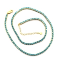 Parure collier et bracelet tennis en argent S925 avec pierres de zircon turquoise - Argent 925 / Zirconia Turquoise Plaqué Or