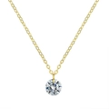 Collar minimalista de plata S925 con colgante de circonita redonda en cadena dorada - Plata de Ley 925 Completa / Dorado