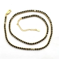 S925 sterling silver tennis necklace with round black cubic zirconia in gold plating - 925 Silver / Gold Black Zirconia