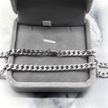 Klassieke S925 sterling zilveren Cubaanse schakelketting voor heren in fluwelen doos - Volledig 925 Sterling Zilver / Witgoud 18in