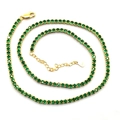 Close-up of S925 silver gold-plated tennis chain with green zircons and lobster clasp - 925 Silver / Gold Green Zirconia