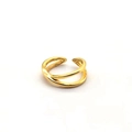 Polierter goldener zweilagiger Crisscross-Ring mit verstellbarem minimalistischem Design - Vollständiges 925 Sterling Silber / Gold