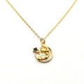 Detalle del collar de oso en luna de plata S925 bañada en oro con opalo y estrella azul - Plata 925 / Dorado