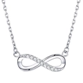 Detail der S925 Sterling Silber Unendlichkeit Halskette mit Zirkonia-Besatz auf O-Kette - Vollständiges 925 Sterling Silber / Weiß und Blau