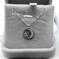 Elegant S925 sterling silver moon and star pendant necklace with sparkling zircons - Silver (5257517898279)