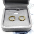S925 sterling silver bamboo hoop earrings with sparkling micro-pave crystals in gold finish - Full 925 Sterling Silver / Gold