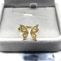 Elegant gold S925 silver butterfly open ring with sparkling cubic zirconia pavé setting - Adjustable Open / Gold