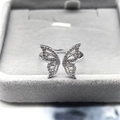 S925 sterling silver butterfly open ring with sparkling zircon stones for women - Adjustable Open / White Gold